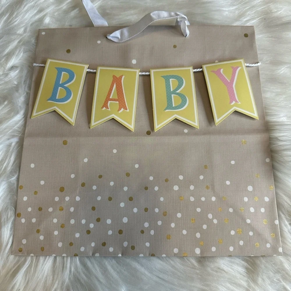🩵5/$8 Baby Shower Banner with Yellow and Multicolor gift bag